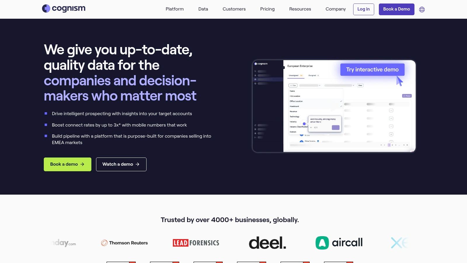 Cognism B2B data platform with Diamond Data phone-verified mobiles
