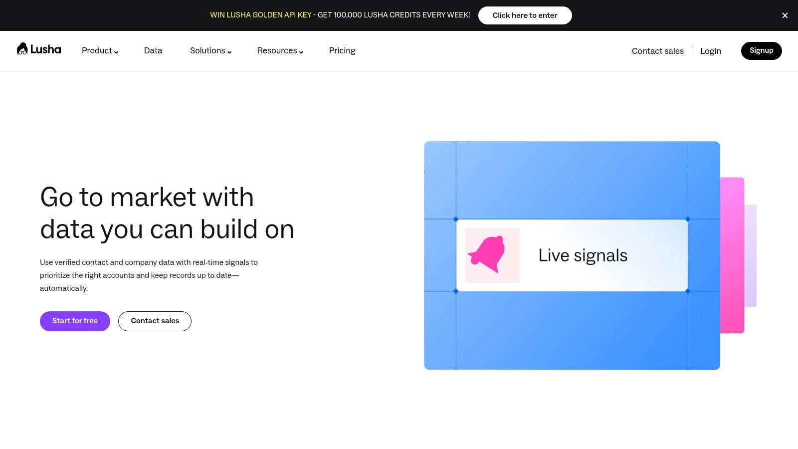 Lusha B2B contact discovery platform with data signals