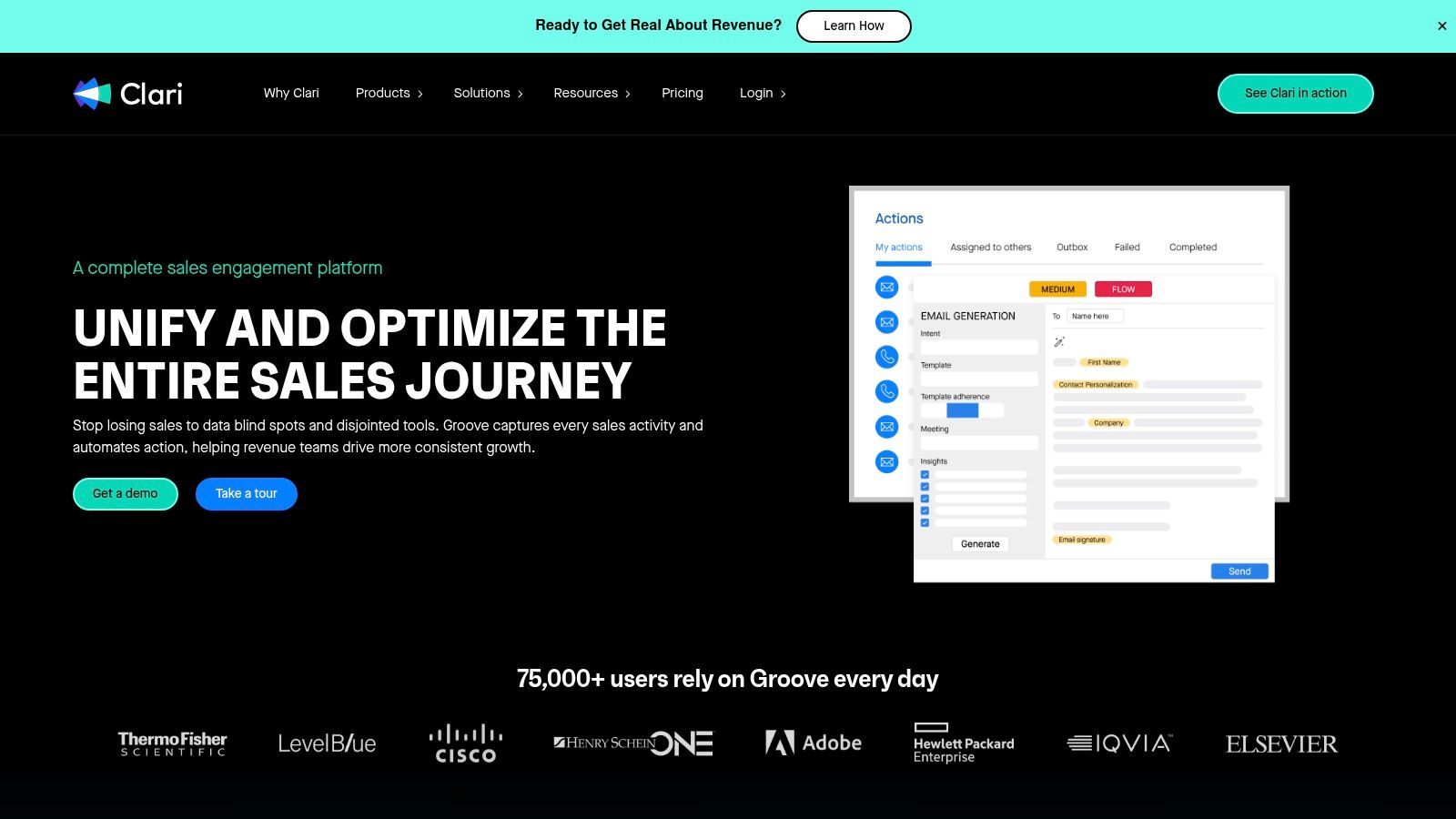 Groove by Clari sales engagement platform