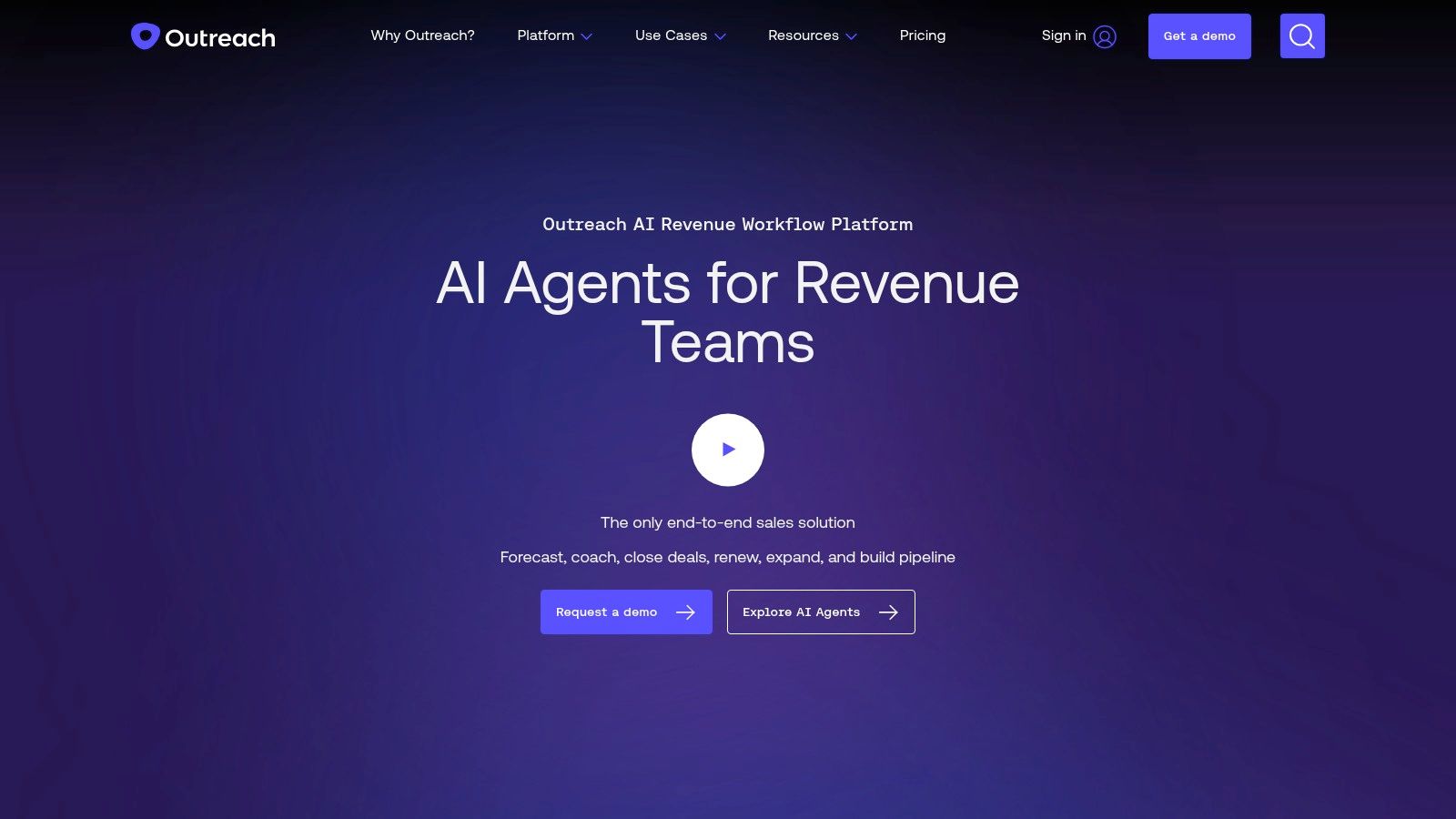 Outreach sales execution platform interface