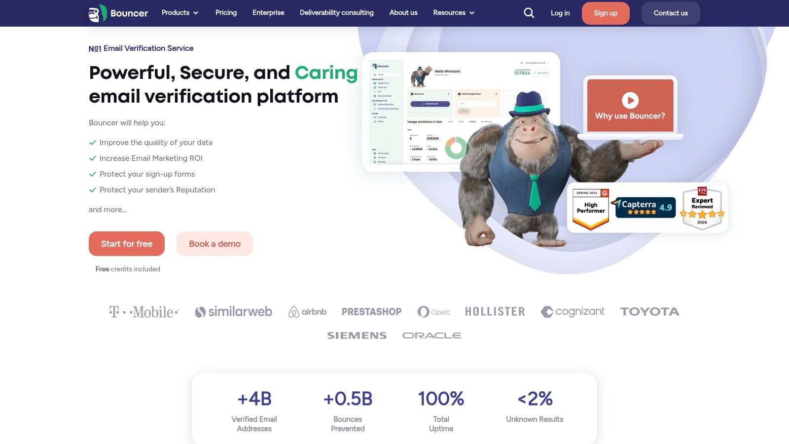 Bouncer email verification platform interface