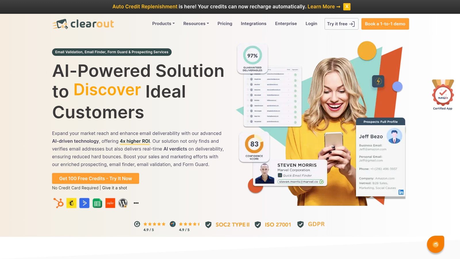 Clearout email validation platform interface