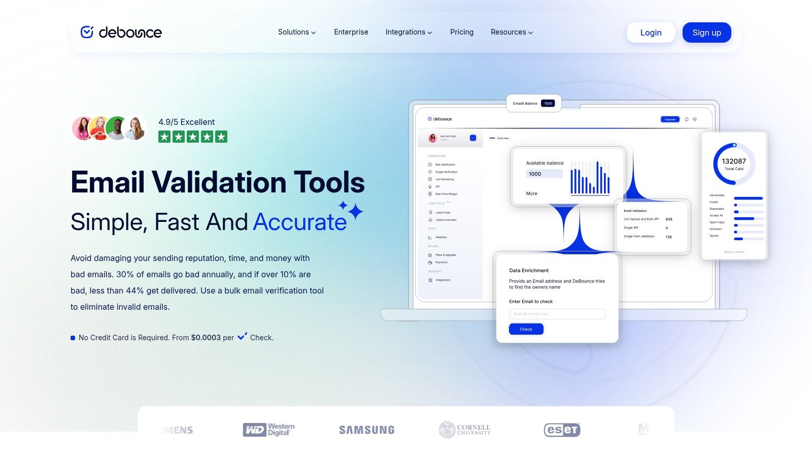 DeBounce email validation platform interface