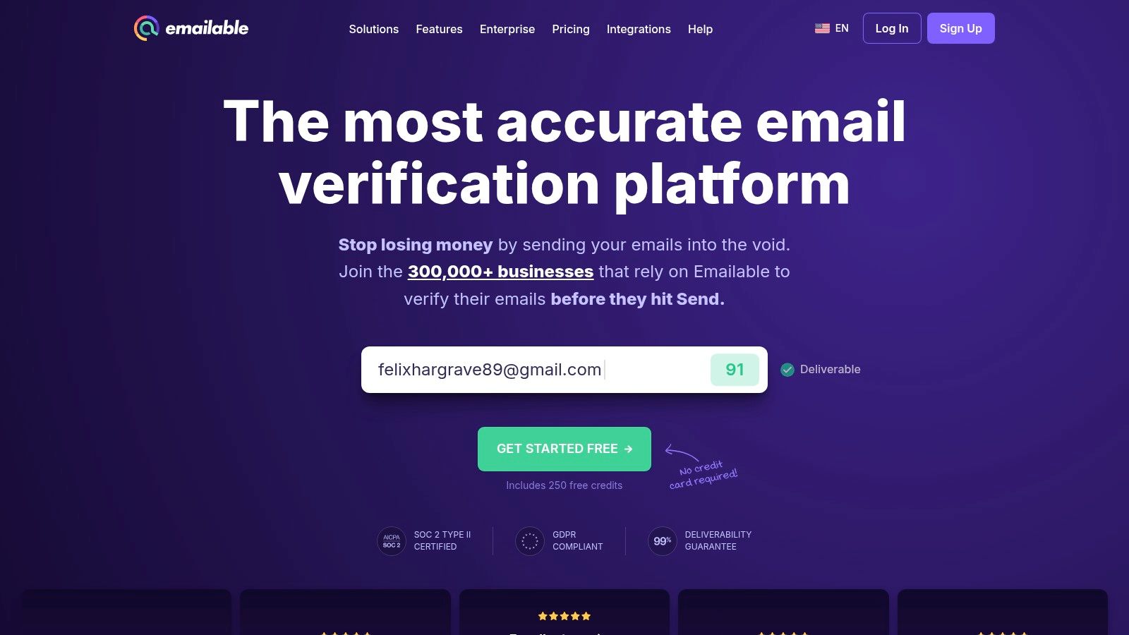 Emailable email verification platform interface
