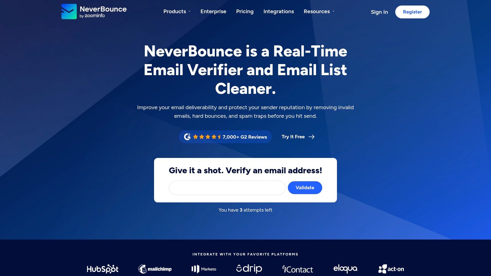 NeverBounce email validation platform interface