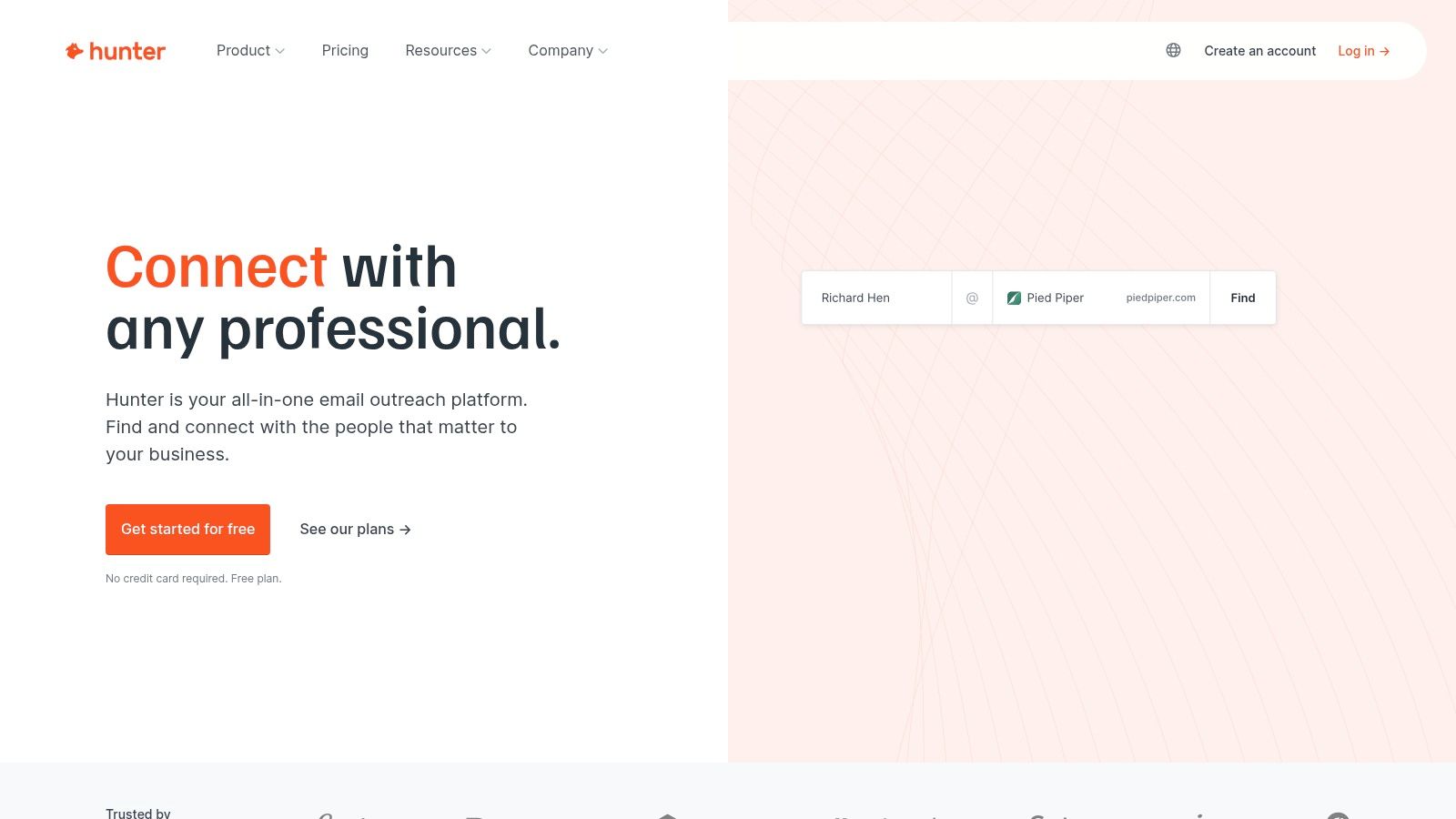 Hunter email outreach platform interface