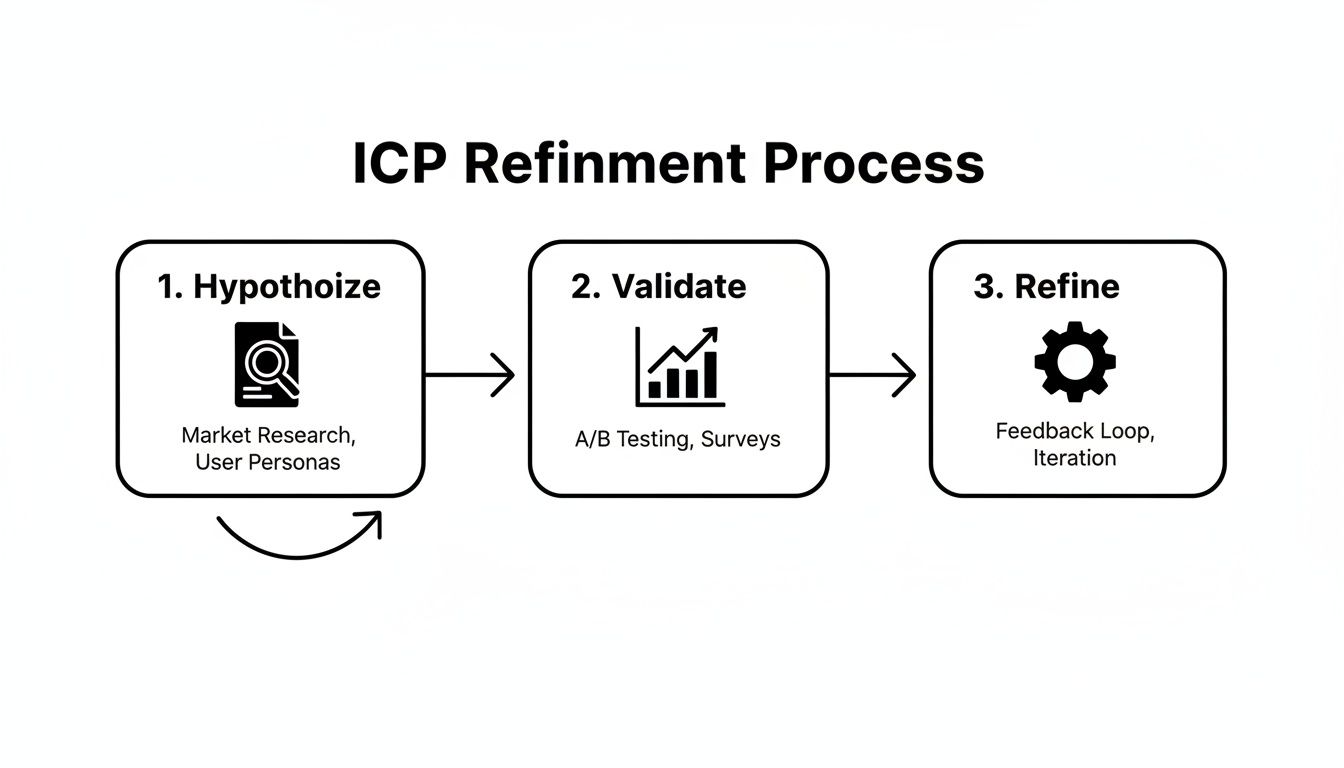 Flowchart illustrating the ICP Refinement Process: Hypothesize, Validate, and Refine steps iteratively