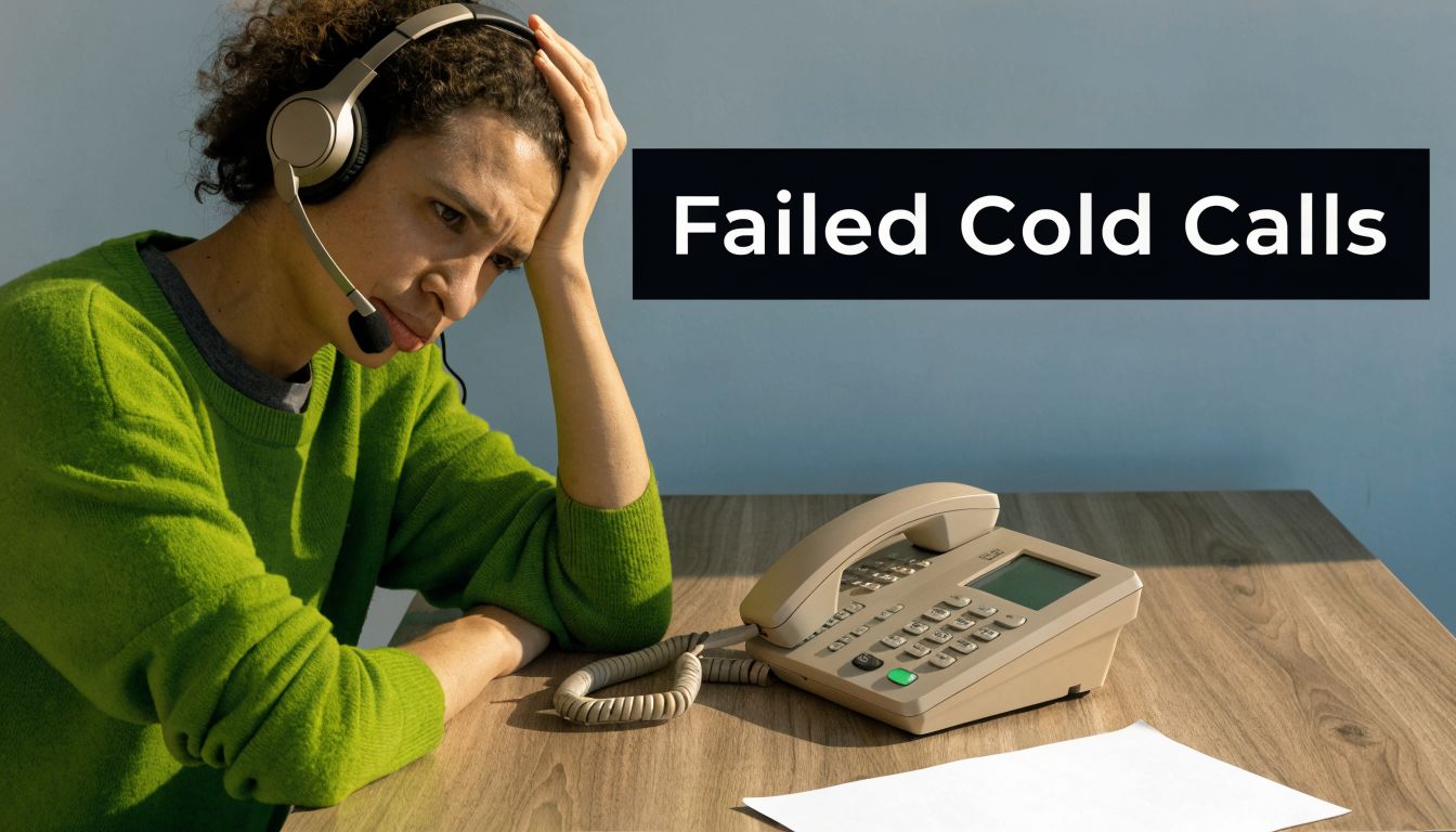A frustrated office worker wearing a headset at a desk with a landline phone